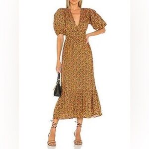 FAITHFULL THE BRAND Romilla Midi Dress in Cardette Floral Print size 6